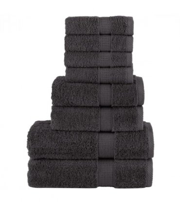 vidaXL Towel Set | Anthracite | 100% Ring-Spun Cotton | Guest, Hand, Shower