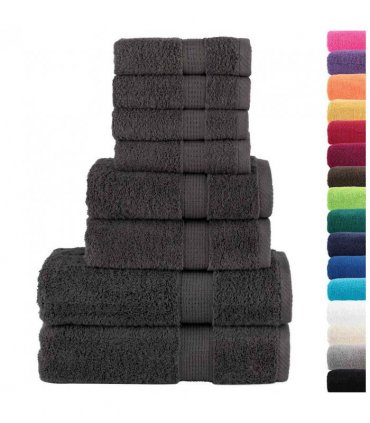 vidaXL Towel Set | Anthracite | 100% Ring-Spun Cotton | Guest, Hand, Shower