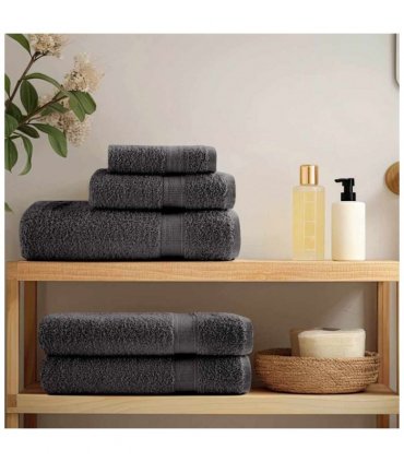 vidaXL Towel Set | Anthracite | 100% Ring-Spun Cotton | Guest, Hand, Shower