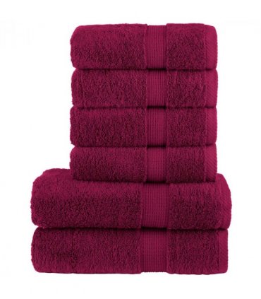 vidaXL 6 Piece Premium Towel Set SOLUND Bordeaux 600 gsm