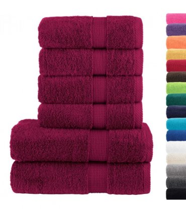 vidaXL 6 Piece Premium Towel Set SOLUND Bordeaux 600 gsm