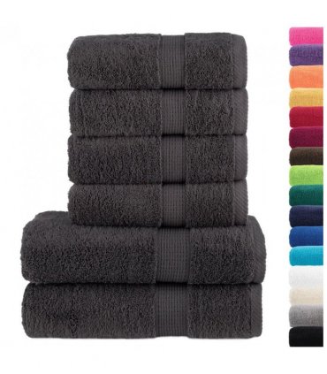 vidaXL 6 Piece Premium Towel Set SOLUND Anthracite 600 gsm