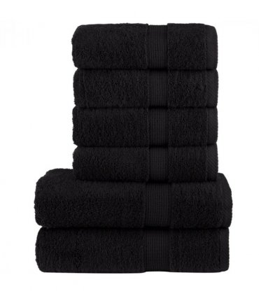 vidaXL 6 Piece Premium Towel Set SOLUND Black 600 gsm