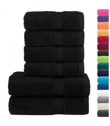 vidaXL 6 Piece Premium Towel Set SOLUND Black 600 gsm