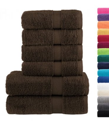 vidaXL 6 Piece Premium Towel Set SOLUND Brown 600 gsm