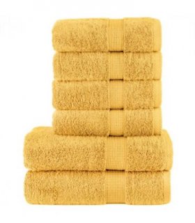 vidaXL 6 Piece Premium Towel Set SOLUND Gold 600 gsm