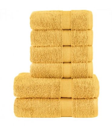 vidaXL 6 Piece Premium Towel Set SOLUND Gold 600 gsm