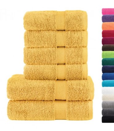 vidaXL 6 Piece Premium Towel Set SOLUND Gold 600 gsm