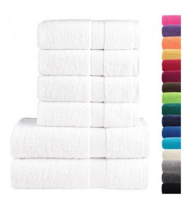 vidaXL 6 Piece Premium Towel Set SOLUND White 600 gsm