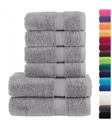 vidaXL 6 Piece Premium Towel Set SOLUND Grey 600 gsm