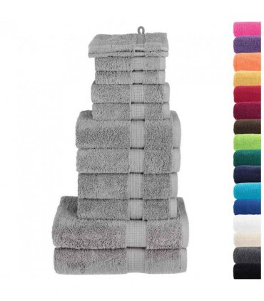 vidaXL 12 Piece Premium Towel Set SOLUND Grey 600 gsm