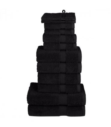 vidaXL 12 Piece Premium Towel Set SOLUND Black 600 gsm
