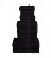 vidaXL 12 Piece Premium Towel Set SOLUND Black 600 gsm