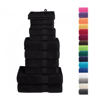 vidaXL 12 Piece Premium Towel Set SOLUND Black 600 gsm
