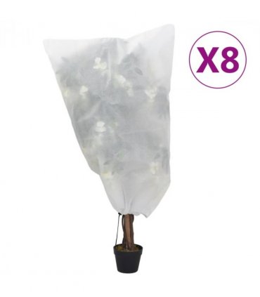 vidaXL Plant Fleece Covers with Drawstring 8 pcs 70 g/m² 0.8x0.8 m — Colour: white, Size: 0.8 x 0.8 m