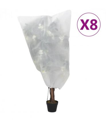 vidaXL Plant Fleece Covers with Drawstring 8 pcs 70 g/m² 0.8x1.2 m — Colour: white, Size: 0.8 x 1.2 m