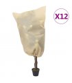 vidaXL Plant Fleece Covers with Drawstring 12 pcs 70 g/m² 0.8x0.8 m — Colour: beige, Size: 0.8 x 0.8 m