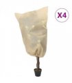 vidaXL Plant Fleece Covers with Drawstring 4 pcs 70 g/m² 0.8x1.2 m — Colour: beige, Size: 0.8 x 1.2 m