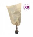 vidaXL Plant Fleece Covers with Drawstring 8 pcs 70 g/m² 0.8x1.2 m — Colour: beige, Size: 0.8 x 1.2 m