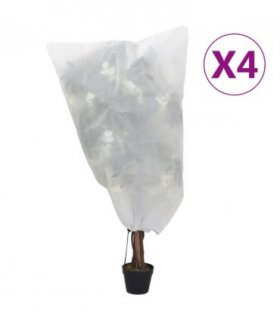 vidaXL Plant Fleece Covers with Drawstring 4 pcs 70 g/m² 0.8x0.8 m — Colour: white, Size: 0.8 x 0.8 m