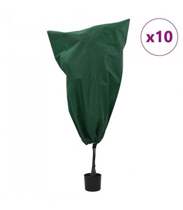 vidaXL Frost Protection Plant Fleece Covers 10 pcs Green 0.8 x 1.2 m
