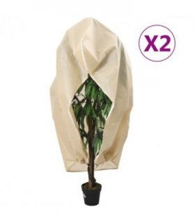 vidaXL Plant Fleece Covers with Zip 2 pcs 70 g/m² 3.93x3 m — Colour: beige, Size: 3.93 x 3 m