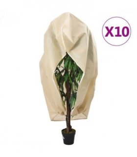 vidaXL Plant Fleece Covers with Zip 10 pcs 70 g/m² 3.93x3.5 m — Colour: beige, Size: 3.93 x 3.5 m
