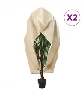 vidaXL Plant Fleece Covers with Zip 2 pcs 70 g/m² 1.2x1.8 m — Colour: beige, Size: 1.2 x 1.8 m