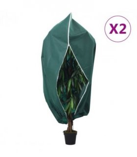 vidaXL Plant Fleece Covers with Zip 2 pcs 70 g/m² 1.2x1.8 m — Colour: green, Size: 1.2 x 1.8 m