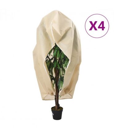 vidaXL Plant Fleece Covers with Zip 4 pcs 70 g/m² 3.93x3 m — Colour: beige, Size: 3.93 x 3 m