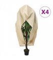 vidaXL Plant Fleece Covers with Zip 4 pcs 70 g/m² 3.93x3 m — Colour: beige, Size: 3.93 x 3 m