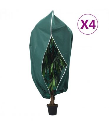 vidaXL Plant Fleece Covers with Zip 4 pcs 70 g/m² 1.2x1.8 m — Colour: green, Size: 1.2 x 1.8 m