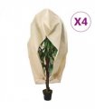 vidaXL Plant Fleece Covers with Zip 4 pcs 70 g/m² 3.93x3.5 m — Colour: beige, Size: 3.93 x 3.5 m