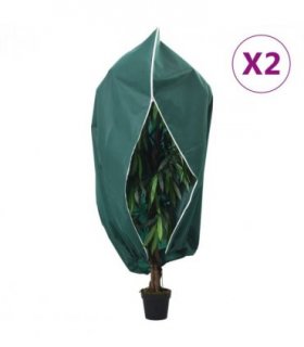 vidaXL Plant Fleece Covers with Zip 2 pcs 70 g/m² 1x1.55 m — Colour: green, Size: 1 x 1.55 m