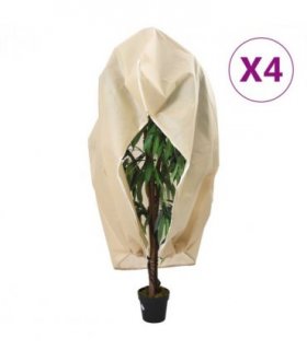 vidaXL Plant Fleece Covers with Zip 4 pcs 70 g/m² 3.14x2.5 m — Colour: beige, Size: 3.14 x 2.5 m