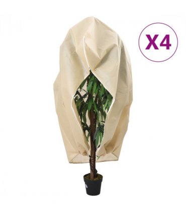 vidaXL Plant Fleece Covers with Zip 4 pcs 70 g/m² 3.14x2.5 m — Colour: beige, Size: 3.14 x 2.5 m