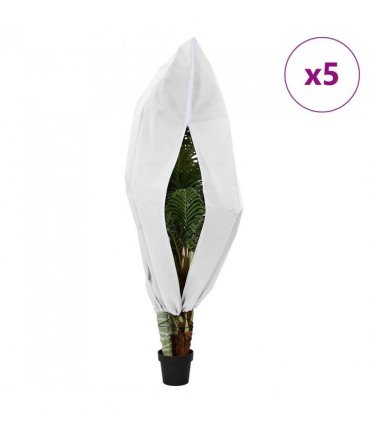 vidaXL Frost Protection Plant Fleece Covers 5 pcs White 1.55 x 1 m — Size: 1 x 1.55 m