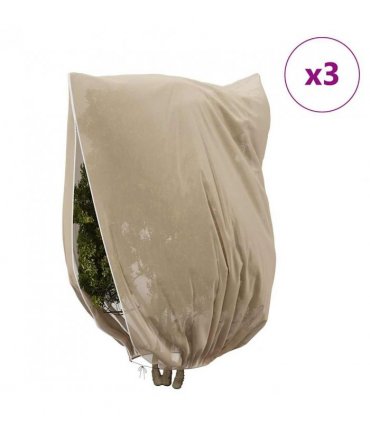 vidaXL Frost Protection Plant Fleece Covers 3 pcs Beige 2.4 x 2 m — Size: 2 x 2.4 m