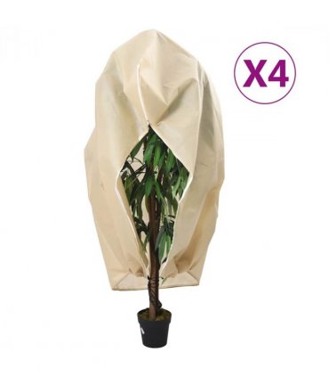 vidaXL Plant Fleece Covers with Zip 4 pcs 70 g/m² 1.2x1.8 m — Colour: beige, Size: 1.2 x 1.8 m