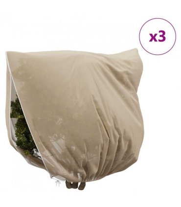 vidaXL Frost Protection Plant Fleece Covers 3 pcs Beige 2 x 2.36 m — Size: 2.36 x 2 m