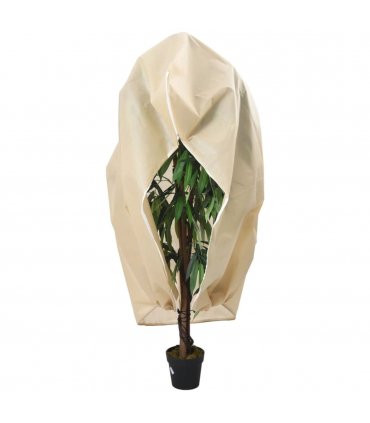 vidaXL Plant Fleece Cover with Zip 70 g/m² 3.93x3.5 m — Colour: beige, Size: 3.93 x 3.5 m