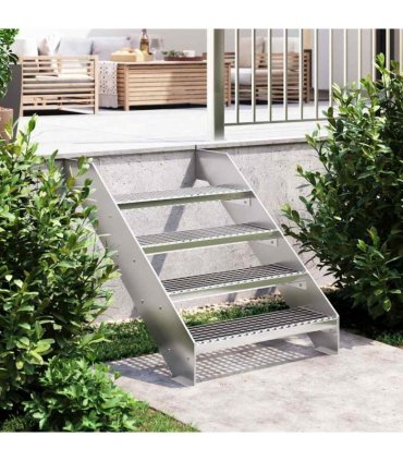 vidaXL Grate Step | Silver | Galvanised steel | 70 cm x 24 cm | Non-slip — Size: 70 x 24 x 7 cm, Model: press locked