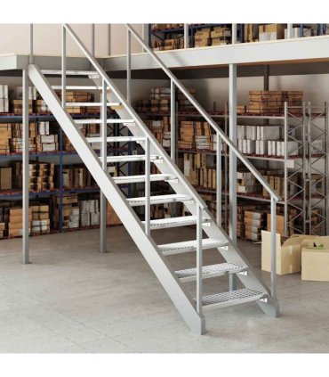 vidaXL Grate Step | Silver | Galvanised steel | 70 cm x 24 cm | Non-slip — Size: 70 x 24 x 7 cm, Model: press locked