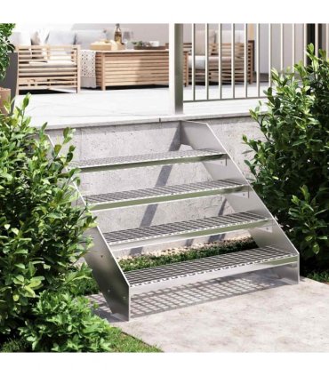vidaXL Grate Step 100x24x7 cm Galvanised Steel — Size: 100 x 24 x 7 cm, Model: press locked