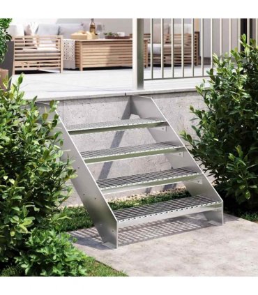vidaXL Grate Step 80x24x7 cm Galvanised Steel — Size: 80 x 24 x 7 cm, Model: press locked