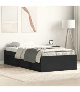 vidaXL Bed Frame without Mattress Black 90x190 cm Single — Size: 90 x 190 cm — V0671974942