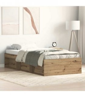vidaXL Bed Frame without Mattress Artisan Oak 100x200cm Engineered Wood — Size: 100 x 200 cm