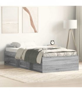 vidaXL Bed Frame without Mattress Grey Sonoma 90x190 cm Single — Size: 90 x 190 cm