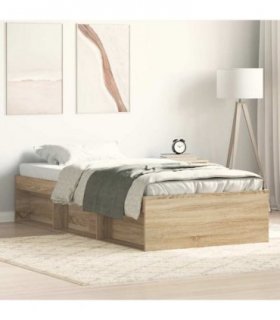 vidaXL Bed Frame without Mattress Sonoma Oak 90x190 cm Single — Size: 90 x 190 cm — V0671974961