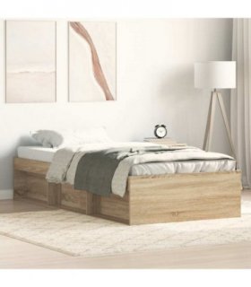 vidaXL Bed Frame without Mattress Sonoma Oak 75x190 cm Small Single Small Single — Size: 75 x 190 cm